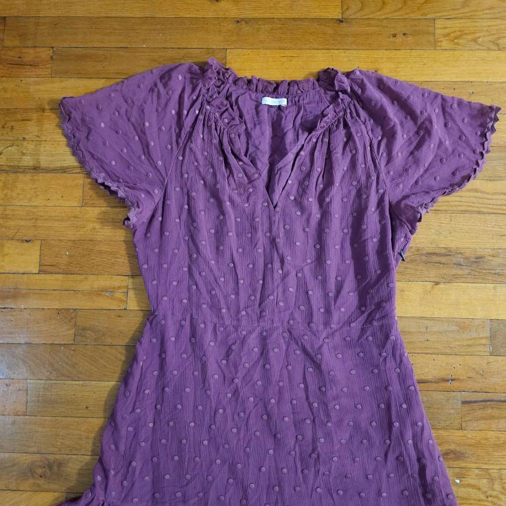 Rebecca Taylor Plum Polka Dot Dress Size 12 - Picture 2 of 8